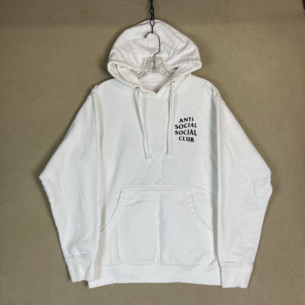 Anti Social Social Club Hoodie Mens Small White Kkoch Floral Logo Graphic Print